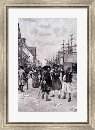 Framed Along the Water Front in Old New York, illustration from &#39;The Evolution of New York Print