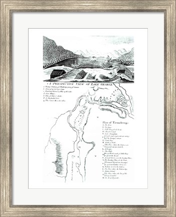 Framed Perspective View of Lake George and a Plan of Ticonderoga Print