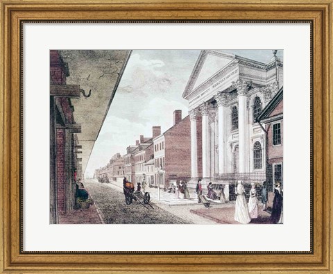 Framed High street with the first Presbyterian Church, Philadelphia, 1799 Print