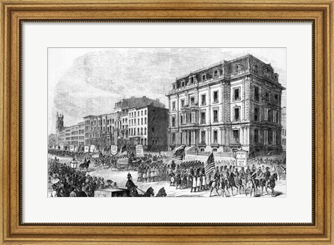 Framed New York City: Demonstration of the Colored Inhabitants of New York in Honor of the Adoption of the Fifteenth Amendment Print