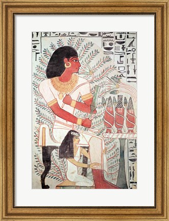Framed Sennefer seated with his wife, Meryt, from the Tomb of Sennefer Print
