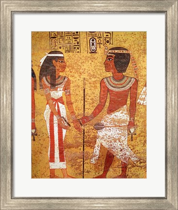 Framed Tutankhamun and his wife, Ankhesenamun Print