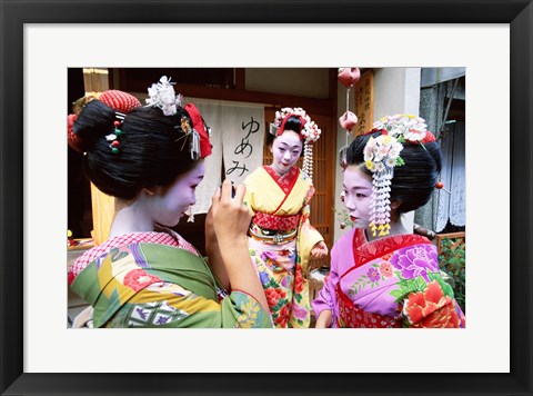 Framed Three geishas, Kyoto, Honshu, Japan (three women) Print