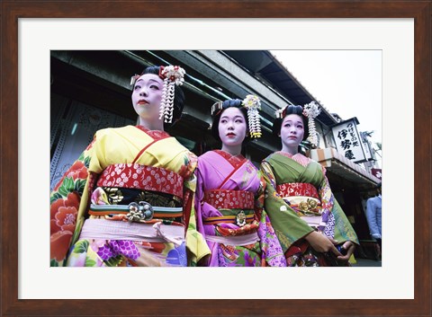 Framed Three geishas, Kyoto, Japan Print
