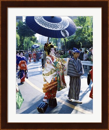 Framed Geisha Parade, Asakusa, Tokyo, Japan Print