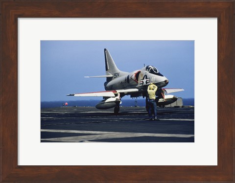 Framed U.S. Navy McDonnell Douglas A-4 Skyhawk Jet Fighter Print