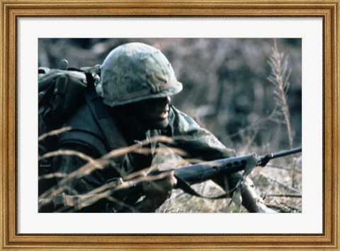 Framed Combat Ready Marine Holds Print