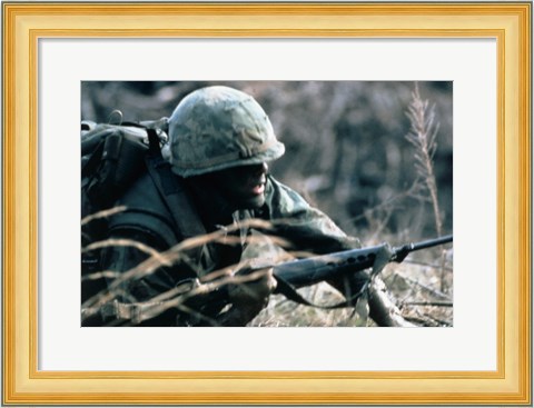 Framed Combat Ready Marine Holds Print