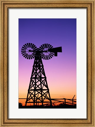 Framed Silhouette of a windmill, American Wind Power Center, Lubbock, Texas, USA Print