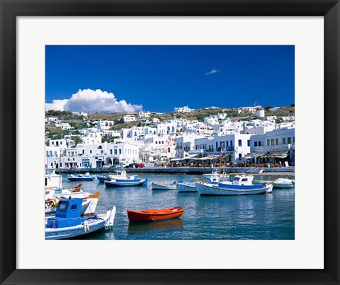Framed Town View, Mykonos, Cyclades Islands, Greece Print