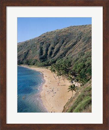 Framed High angle view of a bay, Hanauma Bay, Oahu, Hawaii, USA Print