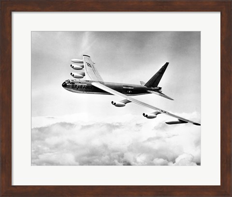 Framed High angle view of a military airplane in flight, B-52C Stratofortress Print