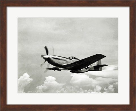 Framed Low angle view of a military airplane in flight, F-51 Mustang Print