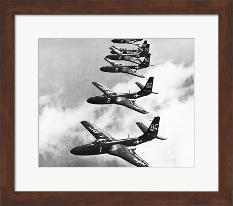 Framed High angle view of fighter planes in flight, Mcdonnell FH-1 Phantom Print