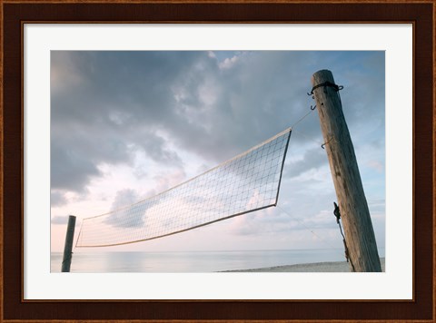 Framed Volleyball net on the beach Print