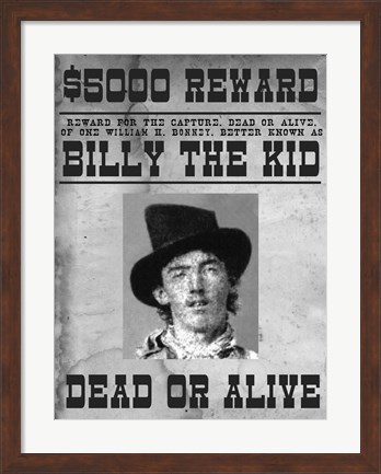 Framed Billy The Kid Wanted Poster Print