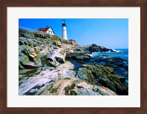Framed Lighthouse at the coast, Portland Head Lighthouse, Cape Elizabeth, Maine, USA Print
