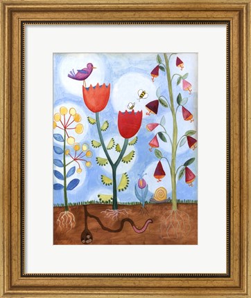Framed Whimsical Flower Garden I Print