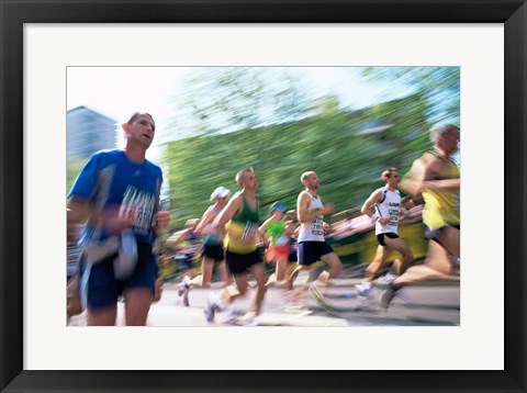 Framed Group of people running in a marathon, London, England Print