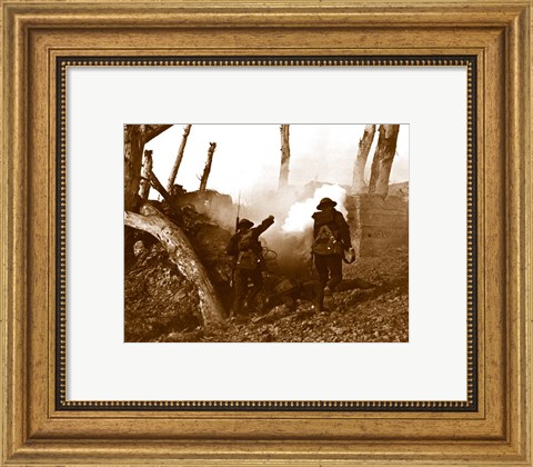 Framed Two American Soldiers Storming a Bunker Print