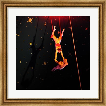 Framed Continental Circus Double Trapeze Act Print