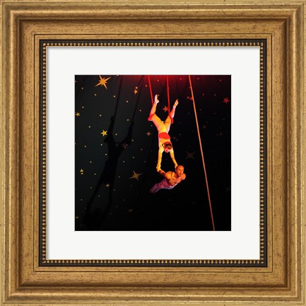 Framed Continental Circus Double Trapeze Act Print