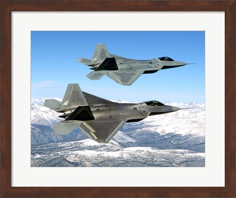 Framed Two F-22 Raptor in Flying Print