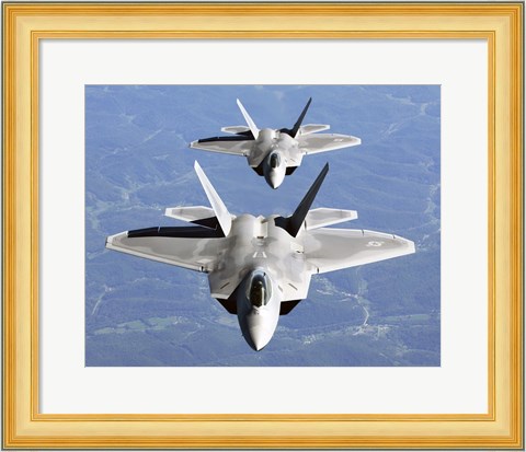 Framed Two F-22A Raptor in Column Flight Print