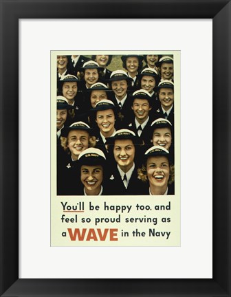 Framed Serving a Wave in the Navy Print