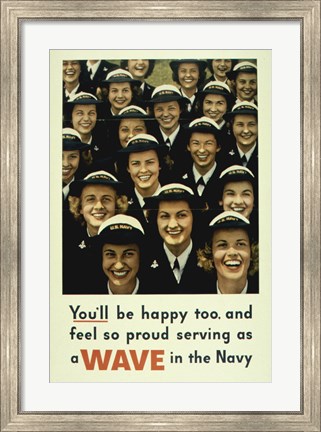 Framed Serving a Wave in the Navy Print