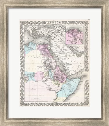 Framed 1855 Colton Map of Northeastern Africa Print