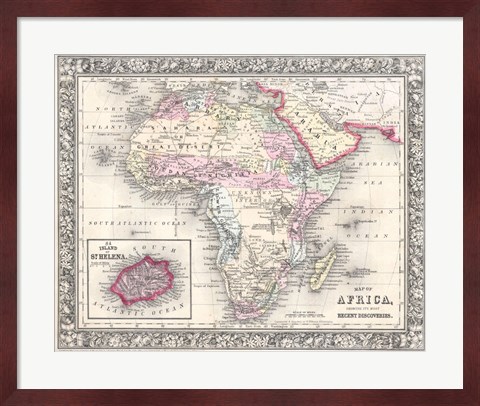 Framed 1864 Mitchell Map of Africa Print