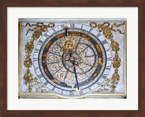 Framed Cathedrale Saint Jean Lyon Astronomical Clock Dial Print