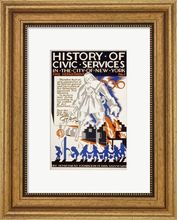 Framed History of Civic Services in the NYC Fire Department 1731 Print
