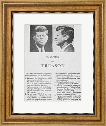 Framed JFK Wanted Dallas, 1963 Print