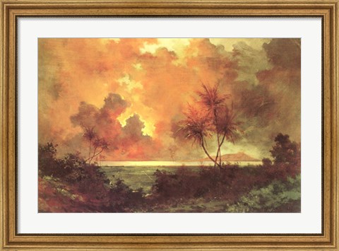 Framed Jules Tavernier - &#39;Sunrise Over Diamond Head&#39;, 1888 Print