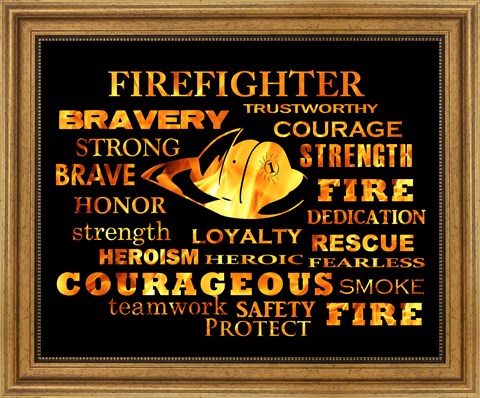 Framed Firefighter Words Print