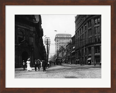 Framed Yonge Street at Front Street in Toronto Print