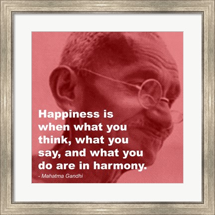 Framed Gandhi - Happiness Quote Print
