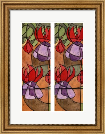 Framed 2-Up Stain Glass Floral III Print