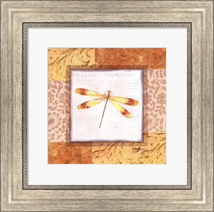 Framed Collaged Dragonflies IV Print