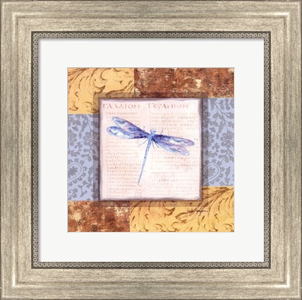 Framed Collaged Dragonflies V Print