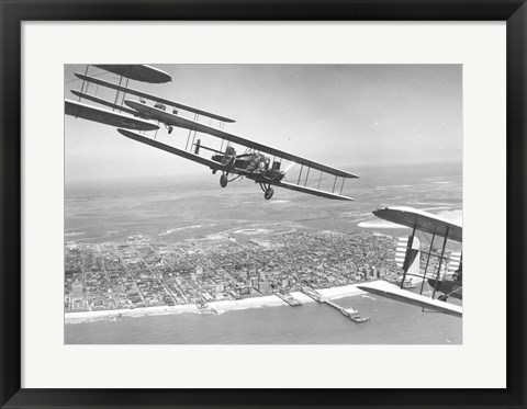 Framed U.S. Army Air Corps Curtiss B-2 Condor bombers flying over Atlantic City Print