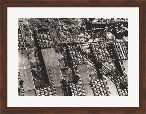 Framed Between Arizona and Nevada. Placing concrete in the sidewall of the Nevada spillway Print