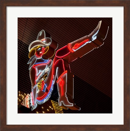 Framed Glitter Girl neon sign at the Freemont Street Experience Print