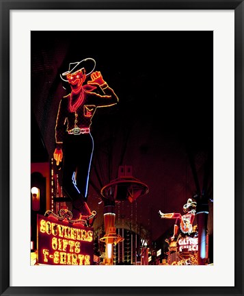 Framed Vegas Vic on Freemont Street in Las Vegas Print