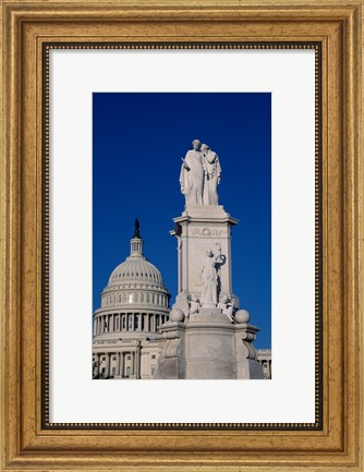 Framed Monument in front of a government building, Peace Monument, State Capitol Building, Washington DC, USA Print