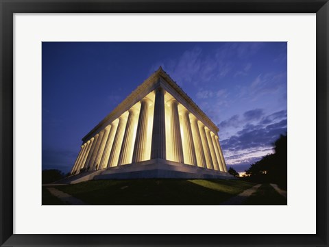 Framed Low angle view of the Lincoln Memorial lit up at night, Washington D.C., USA Print