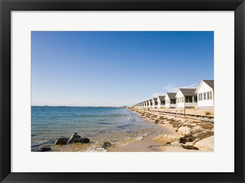 Framed Beach huts in row, Cape Cod, Massachusetts, USA Print