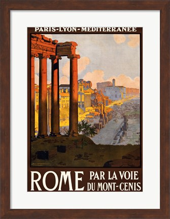 Framed Rome par la voie du Mont-Cenis, travel poster 1920 Print